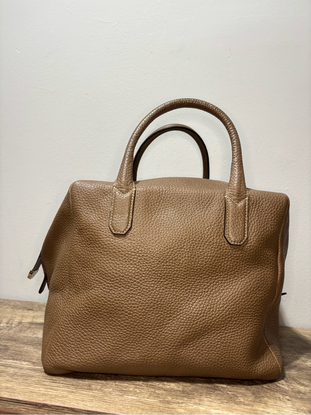Bruno Magli Pebbled Leather Satchel in Taupe - Picture 9 of 16